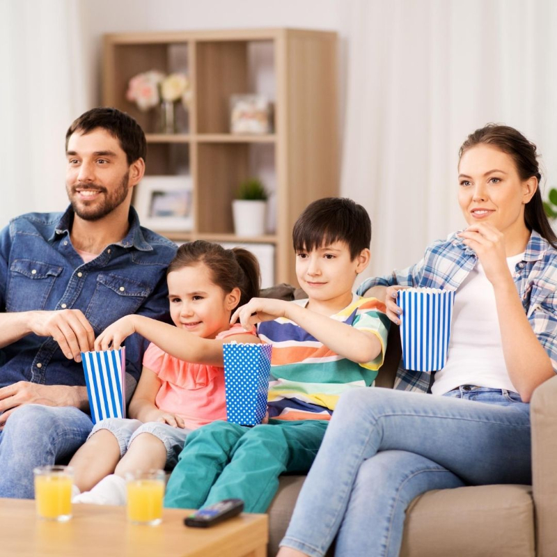 home movies with popcorn