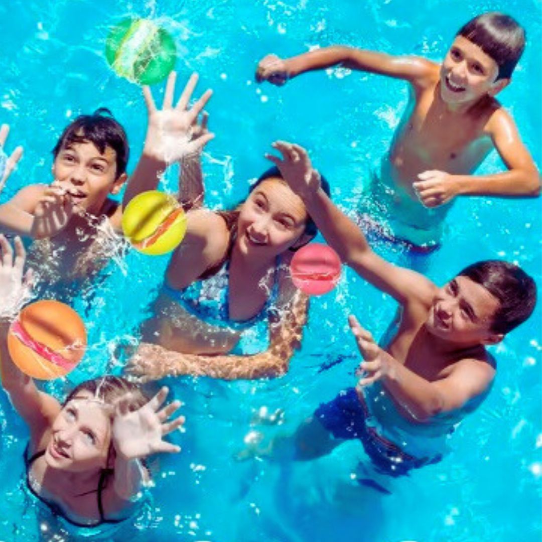 summer water balloons in the pool 