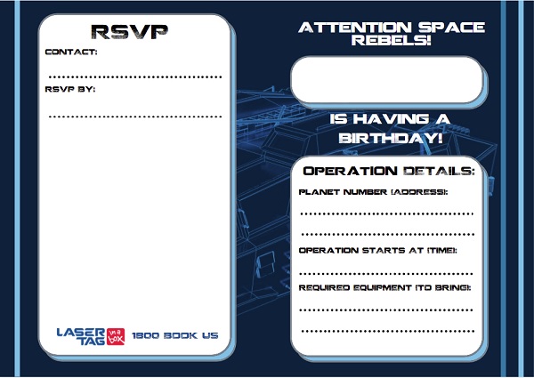 space themed party invite
