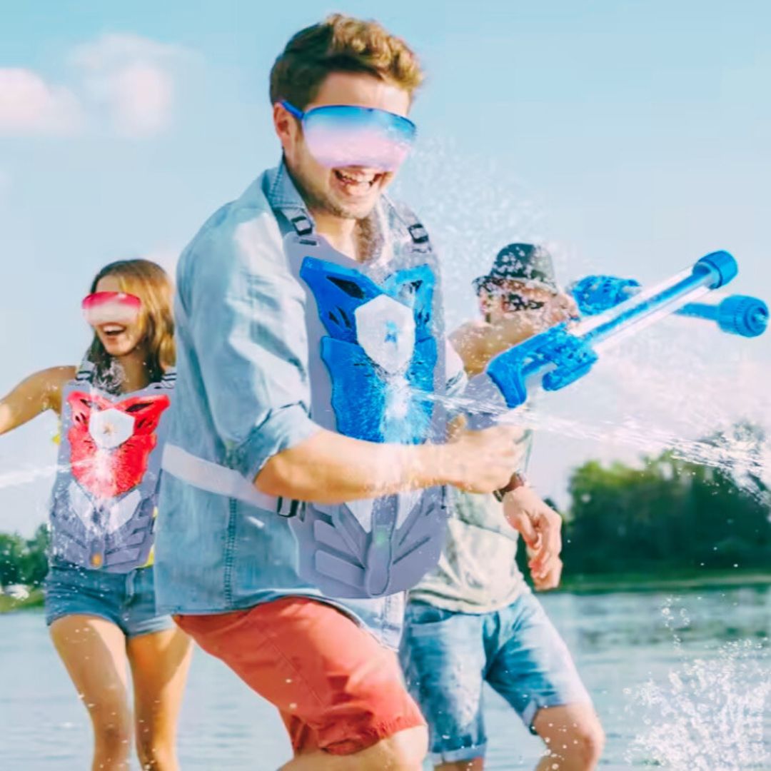 adults playing water tag